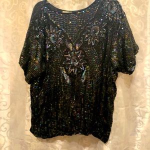 Plus Size Sunflower sequin blouse